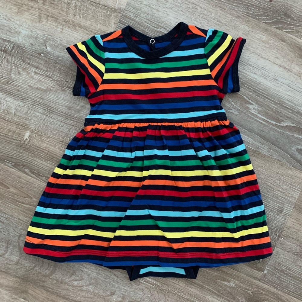 Primary Rainbow stripe dress